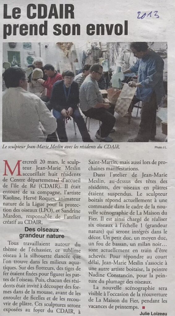 Article Les Oiseaux 19 sculpture poésie meslin artiste